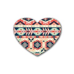 Aztec Pattern Rubber Coaster (heart)  by BangZart