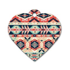 Aztec Pattern Dog Tag Heart (two Sides) by BangZart