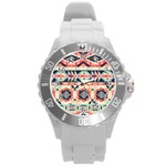 Aztec Pattern Round Plastic Sport Watch (L) Front