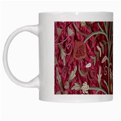 Crewel Fabric Tree Of Life Maroon White Mugs