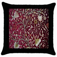 Crewel Fabric Tree Of Life Maroon Throw Pillow Case (black) by BangZart