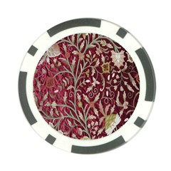 Crewel Fabric Tree Of Life Maroon Poker Chip Card Guard by BangZart