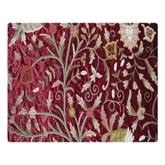 Crewel Fabric Tree Of Life Maroon Double Sided Flano Blanket (large) 