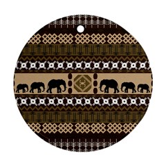 Elephant African Vector Pattern Ornament (round) by BangZart