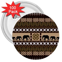 Elephant African Vector Pattern 3  Buttons (100 Pack)  by BangZart