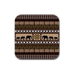 Elephant African Vector Pattern Rubber Square Coaster (4 Pack)  by BangZart