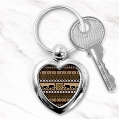 Elephant African Vector Pattern Key Chains (heart)  by BangZart