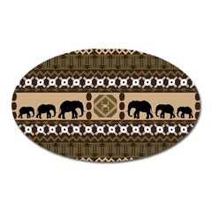 Elephant African Vector Pattern Oval Magnet by BangZart