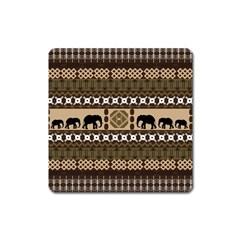 Elephant African Vector Pattern Square Magnet by BangZart