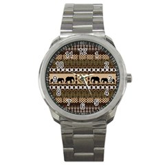 Elephant African Vector Pattern Sport Metal Watch by BangZart