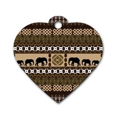 Elephant African Vector Pattern Dog Tag Heart (one Side) by BangZart