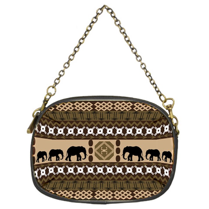 Elephant African Vector Pattern Chain Purses (Two Sides) 