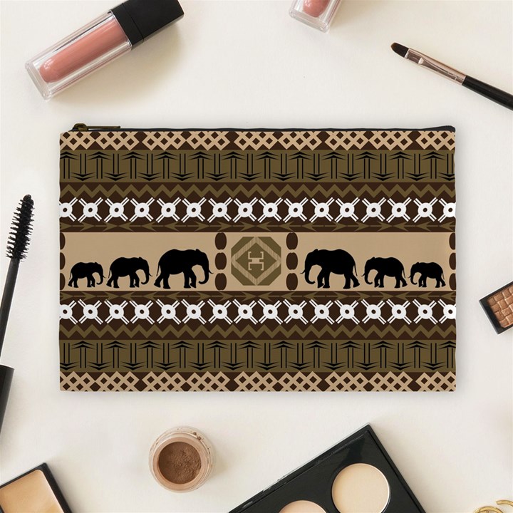 Elephant African Vector Pattern Cosmetic Bag (Large) 