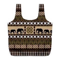 Elephant African Vector Pattern Full Print Recycle Bags (l)  by BangZart