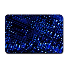 Blue Circuit Technology Image Small Doormat  by BangZart