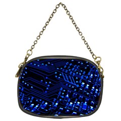 Blue Circuit Technology Image Chain Purses (one Side) 