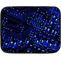 Blue Circuit Technology Image Fleece Blanket (mini) by BangZart