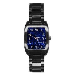 Blue Circuit Technology Image Stainless Steel Barrel Watch by BangZart