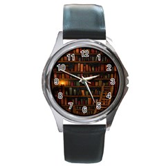 Books Library Round Metal Watch by BangZart