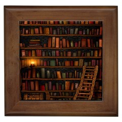 Books Library Framed Tiles by BangZart