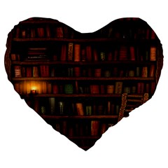 Books Library Large 19  Premium Flano Heart Shape Cushions by BangZart