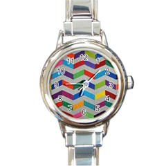 Charming Chevrons Quilt Round Italian Charm Watch