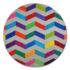 Charming Chevrons Quilt Magnet 5  (round) by BangZart