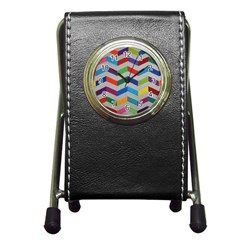 Charming Chevrons Quilt Pen Holder Desk Clocks by BangZart