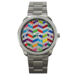 Charming Chevrons Quilt Sport Metal Watch by BangZart