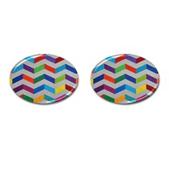 Charming Chevrons Quilt Cufflinks (oval) by BangZart