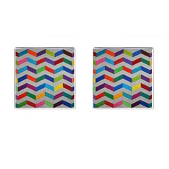 Charming Chevrons Quilt Cufflinks (square) by BangZart