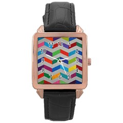 Charming Chevrons Quilt Rose Gold Leather Watch  by BangZart