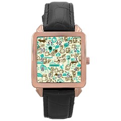 Telegramme Rose Gold Leather Watch  by BangZart