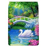 Swan Bird Spring Flowers Trees Lake Pond Landscape Original Aceo Painting Art Flap Covers (L)  Front