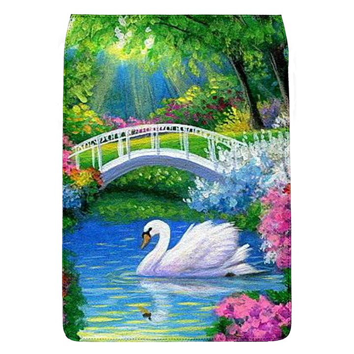 Swan Bird Spring Flowers Trees Lake Pond Landscape Original Aceo Painting Art Flap Covers (L) 