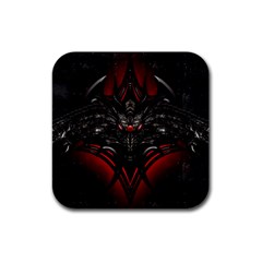 Black Dragon Grunge Rubber Square Coaster (4 Pack)  by BangZart