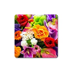 Colorful Flowers Square Magnet by BangZart