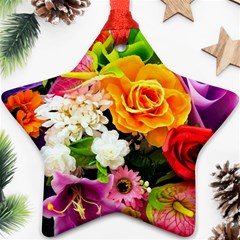 Colorful Flowers Star Ornament (two Sides) by BangZart