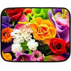 Colorful Flowers Fleece Blanket (mini) by BangZart