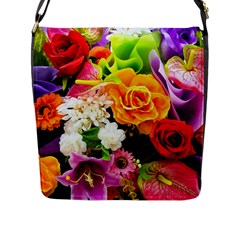 Colorful Flowers Flap Messenger Bag (l)  by BangZart