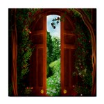 Beautiful World Entry Door Fantasy Tile Coasters Front