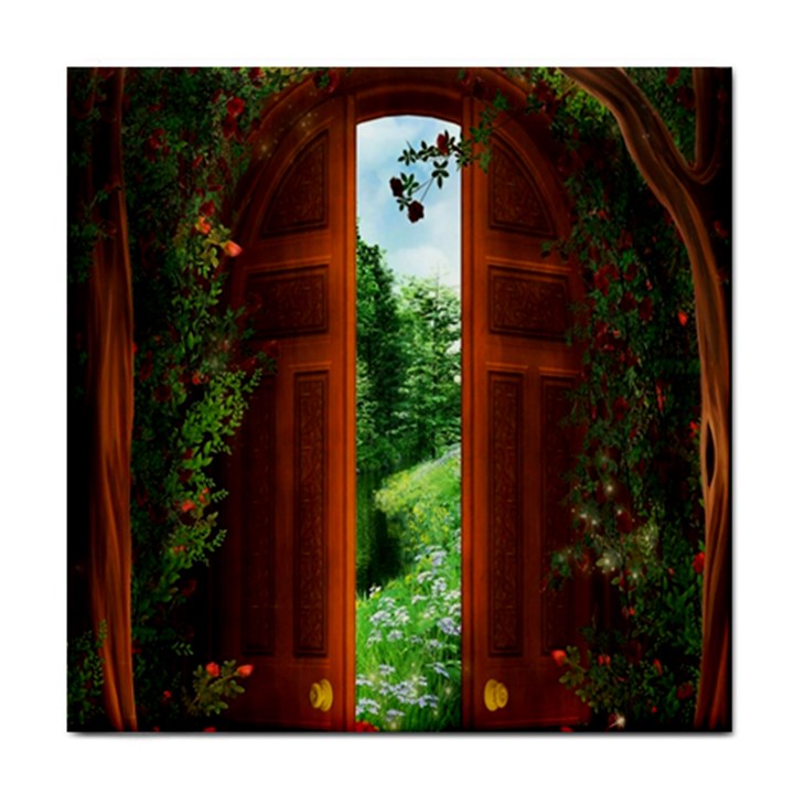 Beautiful World Entry Door Fantasy Tile Coasters