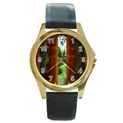 Beautiful World Entry Door Fantasy Round Gold Metal Watch by BangZart