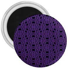 Triangle Knot Purple And Black Fabric 3  Magnets by BangZart