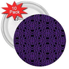 Triangle Knot Purple And Black Fabric 3  Buttons (10 Pack)  by BangZart