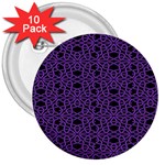 Triangle Knot Purple And Black Fabric 3  Buttons (10 pack)  Front