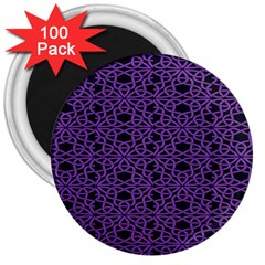 Triangle Knot Purple And Black Fabric 3  Magnets (100 Pack) by BangZart