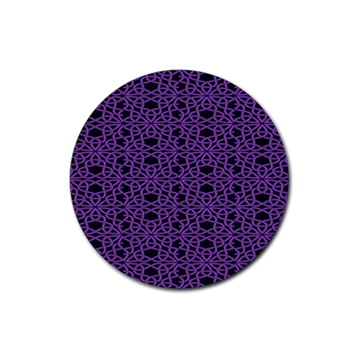 Triangle Knot Purple And Black Fabric Rubber Coaster (Round) 