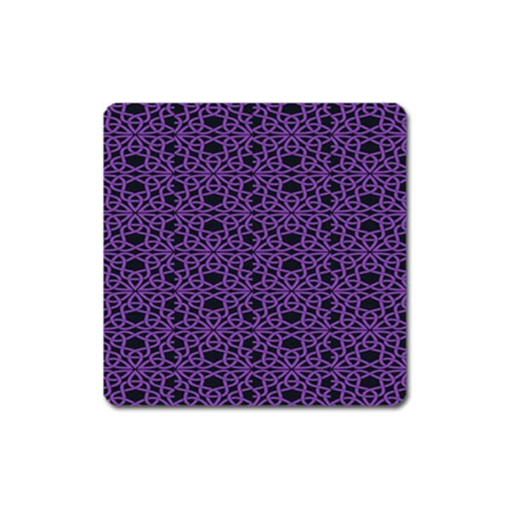 Triangle Knot Purple And Black Fabric Square Magnet