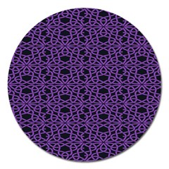 Triangle Knot Purple And Black Fabric Magnet 5  (round) by BangZart